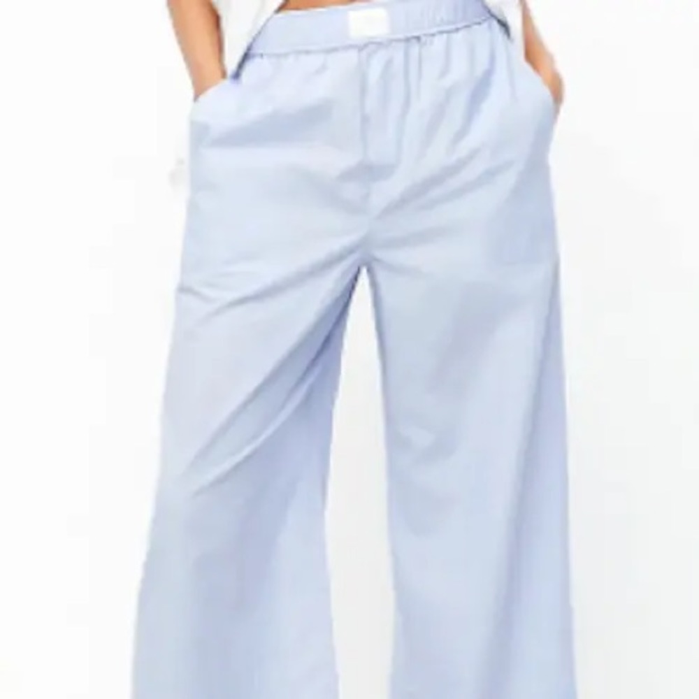 Jcrew pajama pants light blue cotton wide leg pant